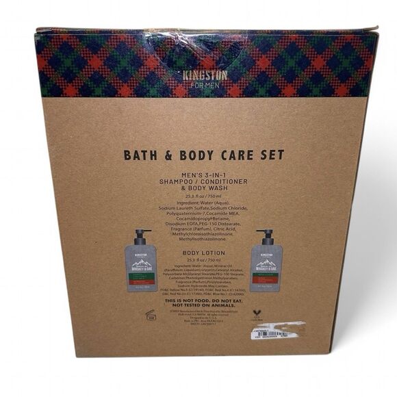 Kingston For Men Care Set Whiskey & Oak Body Lotion + 3 in 1 Body Wash 25.3fl oz - Picture 2 of 3